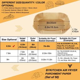 Allecto Premium - Luchtfriteuse perkamentpapier voering 50 stuks vetvrij - Wegwerp vierkante voeringen - Geschikt voor friteuse - Compatibel met diverse merken - Ongeloogd - Set van 50 stuks — thumbnail 5