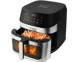 Esperanza Airfryer 8L – Heteluchtfriteuse zonder olie – 10 programma’s – Kijkvenster – Digitale bediening – Zwart
