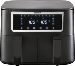 Bourgini Duo Heteluchtfriteuse 2 x 4.0L - PFAS vrij - Airfryer XXL - 2 laden met synchronisatie functie - Touchscreen - 8L - 2600W - Zwart — thumbnail 1