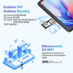 TABWEE W90 Tablet - 24GB RAM - 256GB ROM - 11 Inch - 8000 mAh - 5G WiFi - BT5.0 - Android 15 - Dubbele Simkaart - Grijs — thumbnail 4