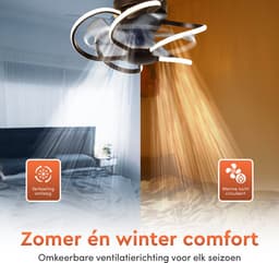 Vultec® - Plafondventilator met verlichting 50cm - Plafondlamp voor slaapkamer met afstandsbediening - Plafondlamp met ventilator - Dimbaar - Zwart — thumbnail 4