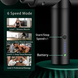 Massagepistool voor diep weefsel, rug- en nekmassageapparaat voor verlichting van pijn in het diepe weefsel, elektrisch spiermassagepistool voor de rug, handmassageapparaat, zwart — thumbnail 3