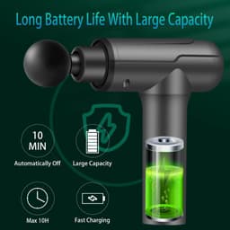 Massagepistool voor diepe weefsels, elektrisch spiermassagepistool voor rug- en nekpijn, handmassageapparaat, percussiemassageapparaat met 6 koppen (op plantenbasis) — thumbnail 5