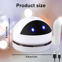 Crrynuo Desktop Stofzuiger - USB Draadloze Mini Stofzuiger - Draagbare Draadloze Mini Stofzuiger - Hoge Zuigkracht - 120 Minuten Gebruiksduur - Geschikt voor Desktop-Kantoor en Auto — thumbnail 2