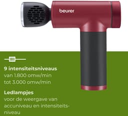 Beurer MG 195 HOT & COLD Limited Edition 25 Massage Gun - Verwarmt & koelt spieren - Incl. 7 opzetstukken - 9 Intensiteitsniveaus - Krachtige accu - Draadloos gebruik - 3 Jaar garantie - Bordeaux/zwart — thumbnail 4