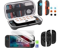 PlayCool Starter Kit geschikt voor Nintendo Switch 2 – Beschermhoes, 2 stuks Screenprotector, 6 stuks Thumb Grips & 2 stuks Joy-Con Siliconen Covers