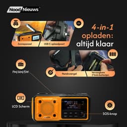 NoodNieuws Noodradio – AM/FM/SW – Zonnepaneel – 4000mAh Powerbank — thumbnail 2