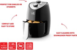 FRITEL Airfryer SnackTastic® 4202 – Mini Airfryer / Compacte Heteluchtfriteuse 2L – 1000W – Voor 1-2 Personen – Kleine Airfryer voor Studenten & Singles – PFAS-vrij – Zwart — thumbnail 5