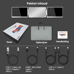 Gabrys® Ultra Triple Portable Monitor - geschikt voor 15,6" Tri-Screen - Full HD - Inclusief Beschermhoes en Kabels - Laptop Scherm Uitbreider - Draagbare Monitor - 2 jaar garantie — thumbnail 2