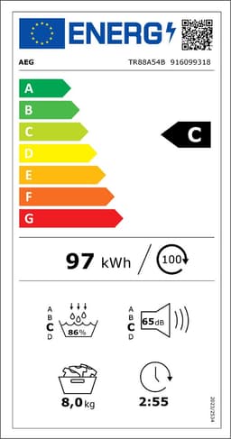 AEG TR88A54B EcoLine 8000 serie AbsoluteCare® - Wasdroger Warmtepompdroger - NL/FR — thumbnail 3