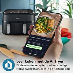 Philips 3000 Series Dual Airfryer - NA351/00 - Dubbele Mand - 9L - Tot 6 Personen - Zwart/Zilver — thumbnail 5