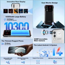 DOOGEE Blade10 Max Onbreekbare Mobiele Telefoon Android 15 Batterij 10300mAh 90Hz 6.56"HD 32GB + 256GB 50MP Camera,Zwart — thumbnail 5