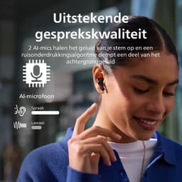 PHILIPS TAT2520BK - TWS oordopjes met display - ANC - IPX4 - multipoint - aanraakbediening - 20 uur afspeeltijd - Werkt met app - Zwart — thumbnail 5