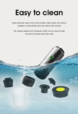 Draagbare Espressomachine – Capsule & Gemalen Koffie – Draadloos & USB Oplaadbaar – 20 Bar Druk – Koffie overal – Automatische Koffiemachine – Makkelijk Koffie – Zelf Verwarmend – Mini Koffiezetapparaat voor Reizen, Auto & Camping – Zwart — thumbnail 5