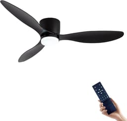 3 Blad Plafondventilator - Moderne LED Ventilator Lamp - 6 Snelheden - Bedienbaar Met Afstandsbediening - 105 cm - Zwart - Woonkamerlamp — thumbnail 1