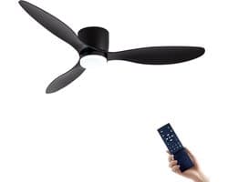 3 Blad Plafondventilator - Moderne LED Ventilator Lamp - 6 Snelheden - Bedienbaar Met Afstandsbediening - 105 cm - Zwart - Woonkamerlamp — afbeelding 1