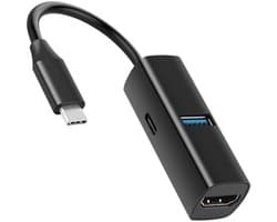 USB-C 3-in-1 Docking Station hub - USB 3.0 + HDMI 4K + PD Opladen - Adapter voor Laptop, Telefoon, MacBook en Projector - zwart