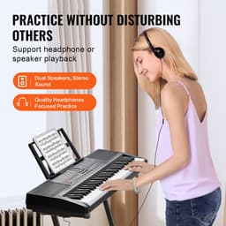 61-Toets Digitale Piano Met 200 Noten En 200 Ritmes, Een Draagbaar Elektrisch Pianoklavier Met 60 Demosongs, GeïNtegreerde Dubbele Luidsprekers — thumbnail 4