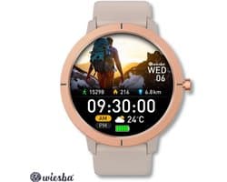 Wiesba Smartwatch Ultra-performance 76 - Sporthorloge met Hartslagmeter - Stappenteller - Sport Horloge met Belfunctie - Smart Watch Saturatiemeter - Smartwatch 1.32inch - 466*466 Resolutie - GPS - Android/iOS - Goud