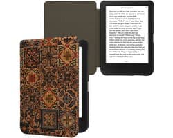kwmobile Cork Case Compatible with Kobo Clara BW / Colour - Book Style Protective e-Reader Flip Cover Folio Case - Pattern Brown / Blue / Red