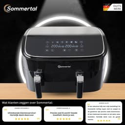Sommertal HF DUAL 900 heteluchtfriteuse met dubbele kamer | 9 liter XXL heteluchtfriteuse & dehydrator | 2850 W | Digitaal touchscreen | 3D-luchtcirculatiesysteem | Voorverwarmen | Synchronisatiefunctie — thumbnail 2
