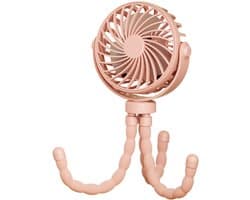 Handventilator - Draagbare Ventilator Oplaadbaar -Roze - Hand Tafelventilator Draadloos - Kinderwagen Mini Fan - 3 Standen - mini ventilator - festival ventilator - octopus ventilator — afbeelding 1
