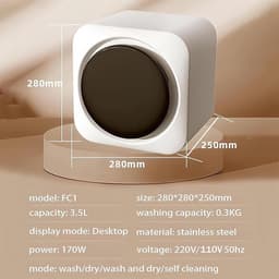 RFWR® Mini Draagbare Wasmachine en Droger Combinatie - Compact en Efficiënt voor Babykleding en Ondergoed — thumbnail 3