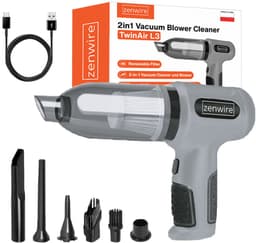 Zenwire TwinAir L3 - Kruimeldief Snoerloos - Air Duster - Draagbare stofzuiger - 2in1 - Functie van de blower - HEPA - Krachtige Handstofzuiger - Zuigen & Blazen - 6 verwisselbare opzetstukken - Kruimeldief - — thumbnail 1