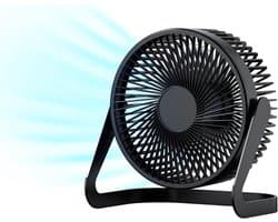 USB-aangedreven miniventilator - Stille bureauventilator - 2 snelheden met sterke wind - 360° rotatie - Geschikt voor kantoor en studeerkamer - Zwart — afbeelding 1