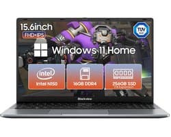 Blackview AceBook 6 Laptop - 15,6 inch Full HD - 16 GB RAM - 256 GB SSD Intel N150 - Windows 11 Notebook - UHD Graphics - Grijs