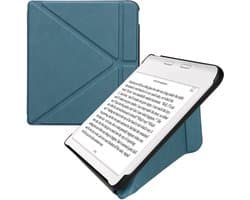 kwmobile e-reader hoesje geschikt voor Kobo Libra Colour hoes - Ereader flip case met standaard - E reader cover van kunstleer - In petrol