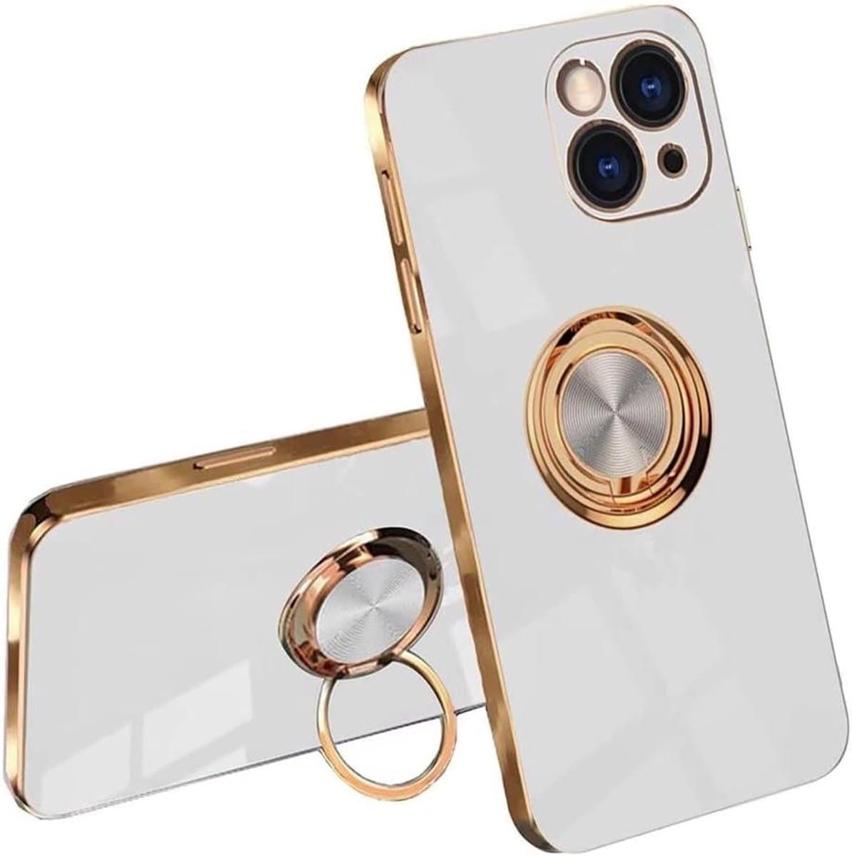 Allecto Plus - Hoes voor Xiaomi 13 Lite 5G wit siliconen TPU bumper case met ringstandaard — afbeelding 1