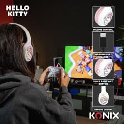 Hello Kitty - draadloze over-ear koptelefoon - 30 uur speeltijd - microfoon - bluetooth 5.3 - verstelbaar — thumbnail 8
