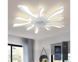 LuxiLamps - 5 Vleugel Ventilator Lamp - Dimbaar Met Afstandsbediening - Wit - Plafondventilator Met LED - Woonkamerlamp - Moderne lamp - Plafonniere — afbeelding 1