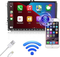 Carplay autoradio geschikt voor Volkswagen Polo T5 Passat Tiguan Touran Golf 5 6 | 2003 t/m 2020 | 9 INCH | Draadloos Apple Carplay en Android Auto | 2GB + 32GB | 4-Core | Denago | 2025 model Bluetooth & Wifi — thumbnail 4