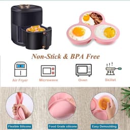 3x luchtfriteuse eivorm - Ø9.8 cm - Kookring - Eivorm - Ei Ringen - Air schimmel - Kookringen - Bakringen - Hamburgerringen - Eierringen - Siliconen Air Fryer Ei Pan - Rond - Accessoires voor heteluchtfriteuses 6QT en hoger - Met 3 holtes — thumbnail 8