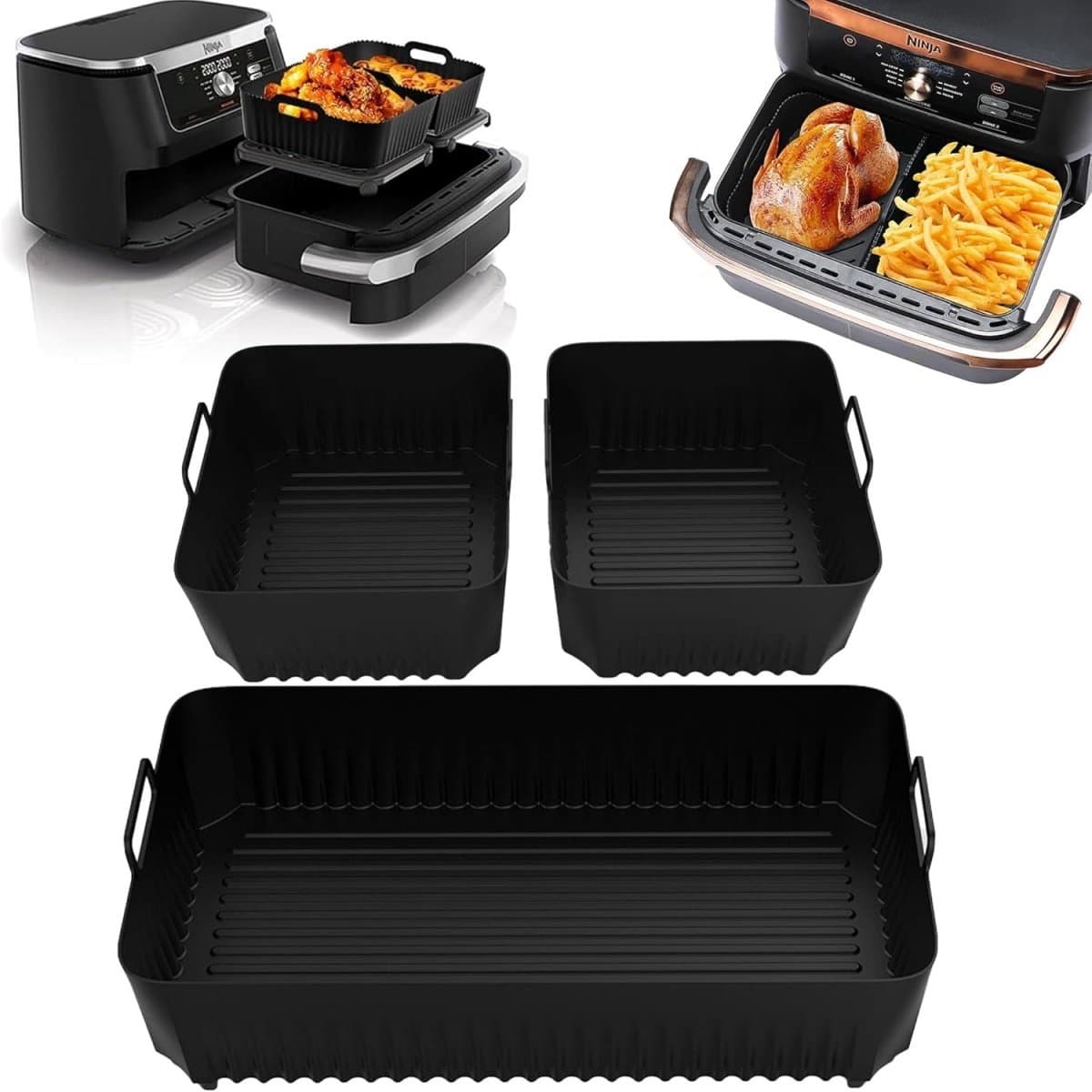 EXCITAT Airfryer-mallen - Airfryer-accessoires - Siliconenmallen - Geschikt voor Ninja Airfryer - 3 stuks — afbeelding 1