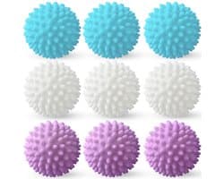 Wasmachine wasballen - Drogerballen - Drogerballen - Herbruikbaar voor het thuis wassen van kleding - 9 stuks - Wit, blauw, paars - Drie kleuren