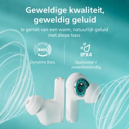 PHILIPS TAT2000 - In-ear oordopjes - 32 uur afspeeltijd - 4 mic technologie - multipoint - IPX4 - Microsoft Swiftpair - aanraakbediening - App control - Wit — thumbnail 3