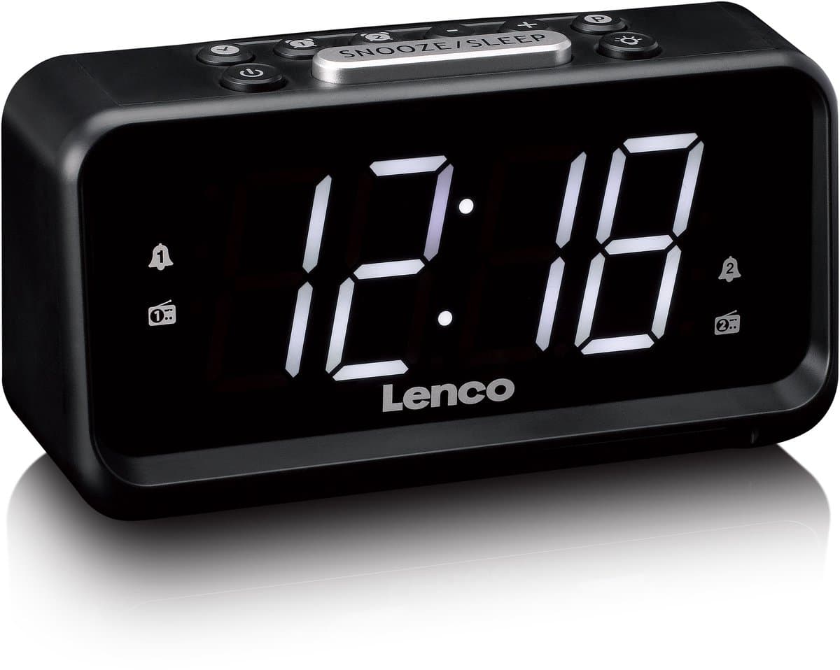 Lenco CR-28BK - Wekkerradio met handmatige dimmer, nachtverlichting en helder LED-display - Zwart — afbeelding 1
