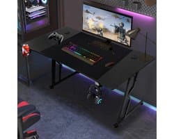 Game Bureau140x60 cm,Game Bureau,Zwart Carbon, Hoekbureau, Gaming Desk ,Computertafel