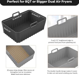 Cuhostki - 2 Stuks - Siliconen Bakjes Voor Airfryer - Airfryer Accessoires - Zwart - 8,5 Inch - Anti-Aanbak & Hittebestendig — thumbnail 4