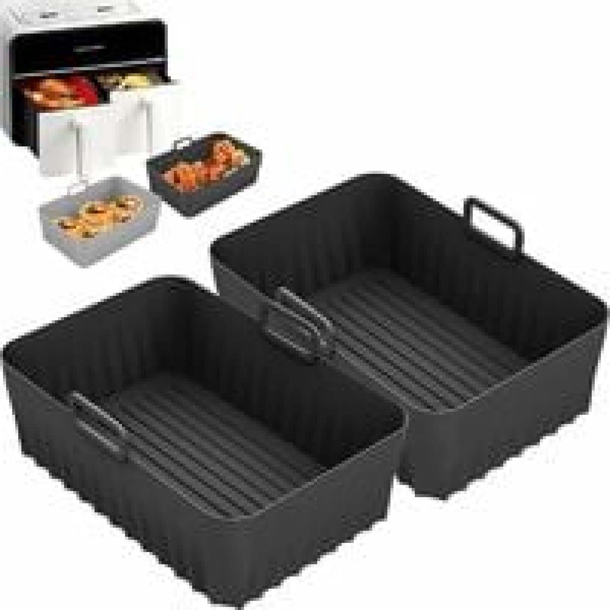 1x Siliconenvormen voor heteluchtfriteuse, voedselveilige siliconen, hittebestendig tot 230 °C, antiaanbaklaag, bakvorm voor heteluchtfriteuse, inzetstuk voor magnetron, oven, koelkast, camping, grillen — afbeelding 1