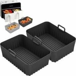 1x Siliconenvormen voor heteluchtfriteuse, voedselveilige siliconen, hittebestendig tot 230 °C, antiaanbaklaag, bakvorm voor heteluchtfriteuse, inzetstuk voor magnetron, oven, koelkast, camping, grillen — thumbnail 1