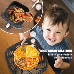 Geschikt voor Vervangende onderdelen voor Airfryer compatibel met Gourmia GAF826 GAF838 GAF856 Airfryer- antiaanbaklaag 9-8''*9-8'' vierkante Airfryer Accessoires Rekbak Grillpan Grillplaat Crisperplaat 8QT Airfryer — thumbnail 2