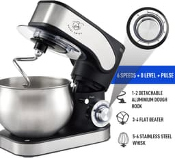 Royal Swiss® Keukenmachine 1300W – Keukenrobot met 5L RVS Mengkom – 6 Snelheden & Planetaire Beweging – Inclusief Garde, Deeghaak & Menghaak — thumbnail 5