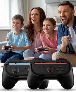 PlayCool 18-in-1 Bescherm & Race Kit – Accessoirebundel voor Nintendo Switch 2 – Beschermhoes, Screenprotectors, Thumb Grips, Joy-Con Siliconen Covers, Stuurset, Controller Grip set & Straps — thumbnail 7