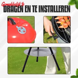 Vhorec - Winter Draagbare Houtskool BBQ – Tafel BBQ - Compacte Tafelbarbecue met Deksel & Ventilatie – 36 ⌀ cm - Mini BBQ - Ideaal voor Camping, Balkon & Picknick — thumbnail 4