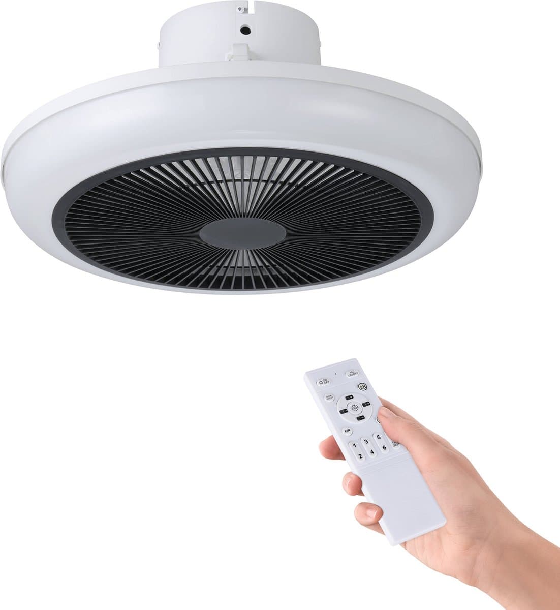 EGLO Sayulita Plafondventilator met lamp - Ø 45,5 cm - 6 snelheden - Instelbaar wit licht - Dimbaar - DC energy saving - Wit/Zwart — afbeelding 1