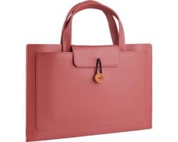 Laptoptas 11 tot 14 inch - 3 Vakken - Vegan Leer - Laptophoes - Laptop Tas - Geschikt voor o.a Dell XPS 13, MacBook Air Pro, Surface Pro 9, ChromeBook - Wijnrood